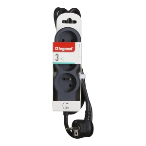 Prelungitor Legrand 049489 cu 3 prize cablu 3m negru si gri inchis - Img 2