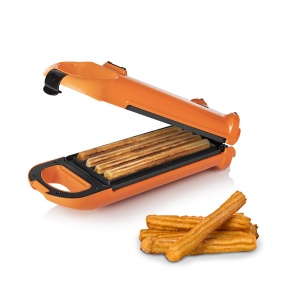 Princess Churros Maker - 4 churros crocante in 5 minute, rotativ la 180deg, control automat al temperaturii, 200 degC, suprafata de copt 22 x 12 cm, 700 wati, portocaliu, 132405 - Img 2