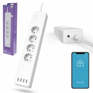 Priza Inteligenta Hama cu 4 USB, Control Wi-Fi, Culoare Alba