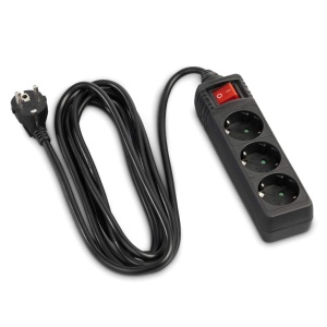Priza multipla Hama 3-faceri cu intrerupator, 3m cablu, 3680W, Negru - Img 7