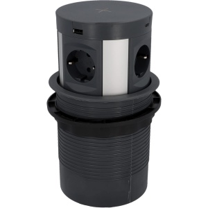 Prize de birou Blaupunkt Tischsteckdose PushUp 4-fach, 2 USB-A, 2 USB-C, inductiv, antracit