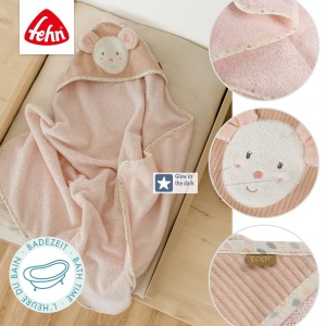 Prosop de baie cu capison Fehn Maus, 80x80 cm, material Frottee, roz - Img 5