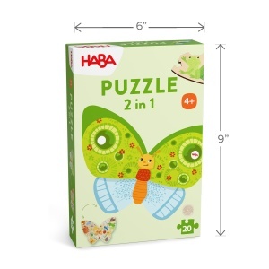 Puzzle din lemn HABA 2-in-1 Schmetterling Montessori 20 piese pentru copii 4 ani - Img 6