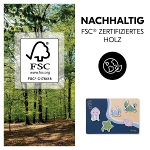 Puzzle din lemn hauck N Fit, pentru copii de la 1 an, cu forme de animale, FSC - Img 4