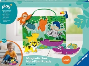Puzzle magnetic Ravensburger 4872 din lemn model Jungla 6 piese pentru copii 1 ani - Img 8