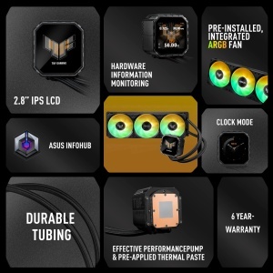 Racire CPU ASUS TUF Gaming LC III 360 ARGB LCD IPS Display 28 inch Negru - Img 5