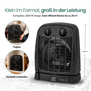 Radiator electric Emerio FH-111910.2, 2000W, oscilant, alb - Img 5