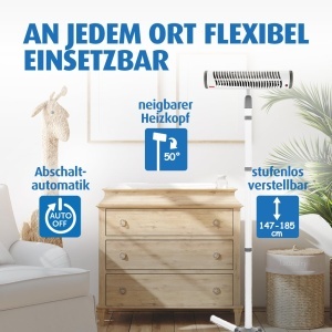 Radiator pentru bebelusi reer EasyHeat Flex, 500 W, alb, cu inaltime ajustabila - Img 4