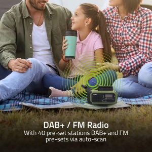 Radio portabil de urgenta Nedis cu DABFM, alimentare solara, verdenegru - Img 5