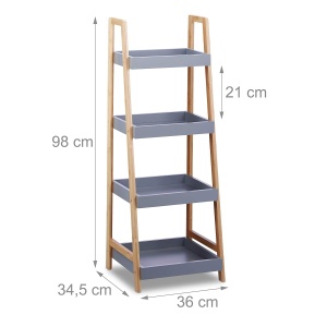 Raft de baie din bambus Relaxdays, 4 rafturi, gri, 98 x 36 x 34,5 cm - Img 3