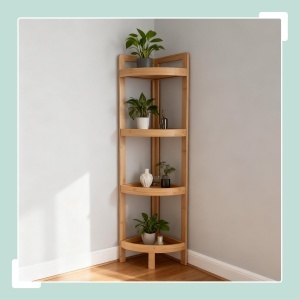 Raft de colt din bambus Relaxdays, 4 rafturi, 105.5x23x23 cm, ideal pentru baie si bucatarie - Img 2
