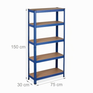 Raft de depozitare Relaxdays, 150 x 75 x 30 cm, capacitate 875 kg, albastru - Img 4