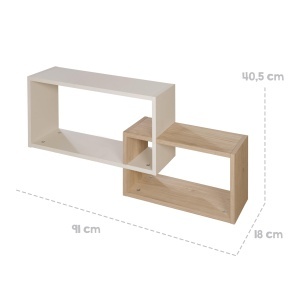 Raft de perete roba JilSidney, 40.5 cm, bej si lemn Virginia Chestnut - Img 6