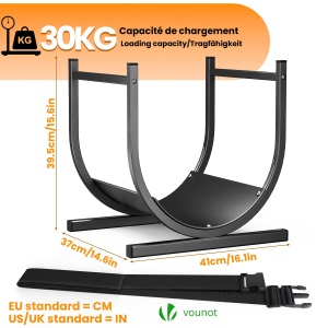 Raft pentru lemne VOUNOT, metalic, U-forma, 30 kg, negru - Img 3