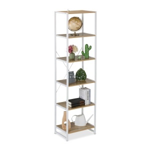 Raft Stand Relaxdays, 180 x 50 x 35 cm, 6 niveluri, albnatural