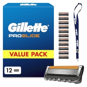 Raschete Gillette Fusion5 Proglide, 12 bucati, negru, pentru barbati