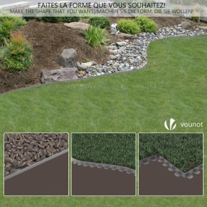 Rasenkante VOUNOT Flexibila din Plastic cu 60 Ancore, 20m, 5cm, Gri - Img 3