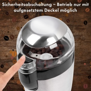 Rasnita electrica de cafea Bomann | Cutit de impact din otel inoxidabil | Capacitate 40 grame | Protectia aromei | Motor de 120 wati | Recipiente pentru fasole din otel inoxidabil | KSW 445 CB inox - Img 5