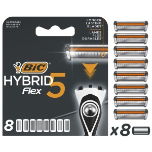 Rasoir cu 8 lame BIC Hybrid 5 Flex, titan, cu Aloe Vera si vitamina E