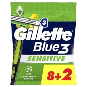 Rasoir de unica folosinta Gillette Blue3 Sensitive cu 3 lame, cap oscilant si maner antiderapant
