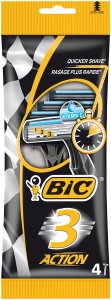 Rasoir pentru barbati BIC cu 3 lame, 4 bucati, negru, maner ergonomic