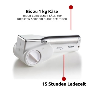 Razatoare electrica fara fir Ariete Grati Metal, 1 kg branza, 1500 mAh, alb - Img 3