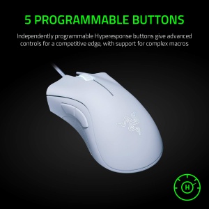 Razer DeathAdder Essential (2021) - Mouse de gaming cu fir de 6400 DPI cu senzor optic (5 butoane programabile, factor de forma ergonomic, durata de viata de 10 milioane de clicuri) Alb - Img 4