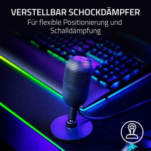 Razer Seiren V3 Mini - Microfon USB ultracompact (microfon cu condensator supercardioid de 14 mm, senzor Tap-to-Mute cu afisaj LED, amortizor integrat, design plug-and-play) Negru - Img 5