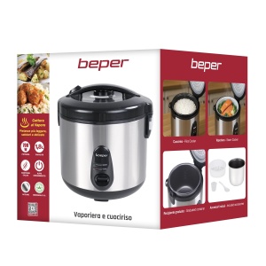 Rechizitor de orez BEPER Vapore Max 1800 g, inox, antiaderent, cu functie de mentinere cald - Img 6