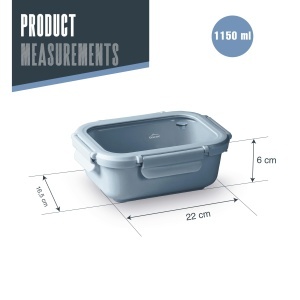 Recipient ceramica Lacor Ceram Blue 1150 ml albastru sistem ClipLock rezistent la temperaturi ridicate - Img 2