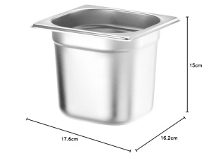 Recipient Gastronom HENDI GN 16, 2.4L, Inox, 176x162x150mm - Img 4