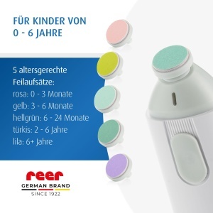 Reer BabyCare Lima electrica pentru ingrijirea unghiilor bebelusilor si copiilor 5 accesorii design alb elegant - Img 4