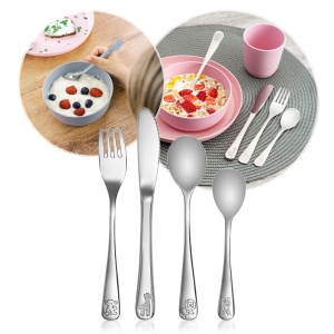 Reer Growing Set Tacamuri Copii 4 Piese Inox Cromat 1810 Motive Animale - Img 3