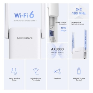 Repetitor Wi-Fi Mercusys ME80X, Dualband AX3000, Gigabit, Control prin Aplicatie - Img 4