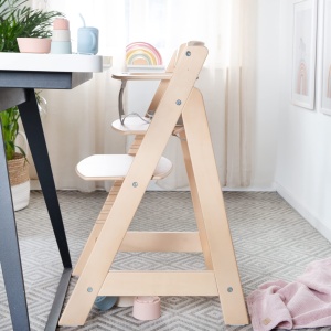 roba Baby High Chair Sit Up Flex - Scaun inalt din lemn care creste odata cu tine - Scaun inalt reglabil pentru copii cu curea la picioare - de la 6 luni la 70 kg - Natural - Img 7