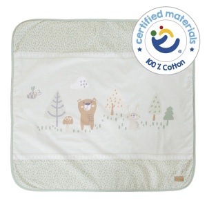 Roba Babydecke Woodland Buddies 80x80 cm Pastel Verde si Gri Ultra Moale - Img 5