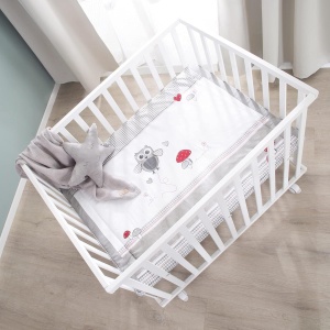 Roba Laufgitter Adam si Eule 75 x 100 cm - Laufstall cu protectie si roti, alb - Img 4