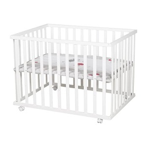 Roba Laufgitter Adam si Eule 75 x 100 cm - Laufstall cu protectie si roti, alb - Img 14