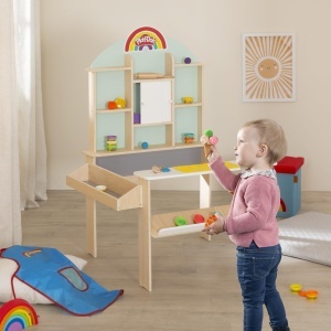 Roba pentru copii Play-Doh - Set creativ din lemn FSC cu 12 cutii de plastilina, 3 unelte si sort - Img 4
