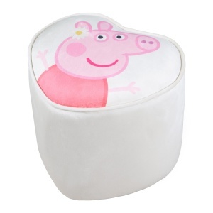roba Pouf Coeur en Velours pour Chambre Enfant Peppa Pig - Tabouret Solide et Doux - Assise Stable des 18 Mois - Facile a Nettoyer - Beige Motif Truie