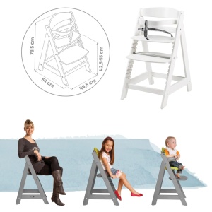 Roba Sit Up Click Scaun Inalt Evolutiv din Lemn Alb pentru Copii si Tineret - Img 6