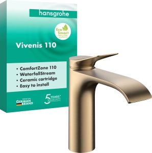 Robinet baie hansgrohe Vivenis 110 mm, bronz periat, economisire apa