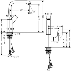 Robinet chiuveta hansgrohe Metris 230, crom, cu sistem Push-Open - Img 3