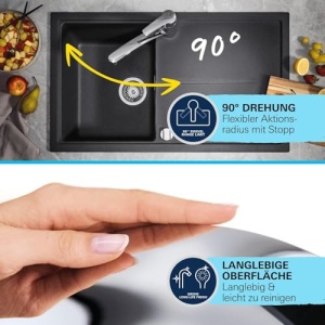 Robinet de bucatarie GROHE QUICKFIX Start - Baterie de chiuveta cu o singura parghie, DN15 (pivotare la 90deg, cu spray de pulverizare extrasa) supersteel, 30531DC1 - Img 8