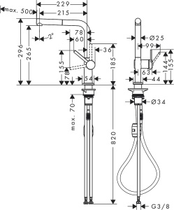 Robinet de bucatarie hansgrohe Talis M54, 1 levier, crom, cu dus retractabil - Img 10
