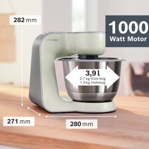 Robot de bucatarie Bosch Serie 4 MUM58L20 1000 W bol inox 39 L accesorii patiserie gri - Img 3