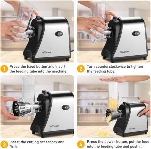 Robot de bucatarie electric 250W, 5-in-1, cu lame interschimbabile pentru legume si branzeturi - Img 7
