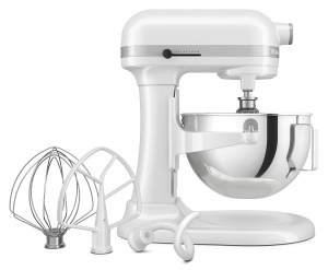 Robot de bucatarie KitchenAid 5KSM55SXXEWH, 5.2L, Alb, Putere mare