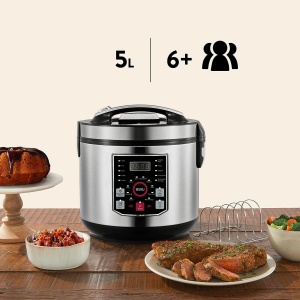 Robot de bucatarie multifunctional Avilia cu 20 de programe - multicooker 5 l, afisaj LED, control digital, ideal pentru iaurt, orez, terci si alte alimente, otel inoxidabil, 930 W + lingura gratuita - Img 2