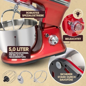 Robot de bucatarie ProfiCook PC KM 1197 1200W bol 5L rosu - Img 4